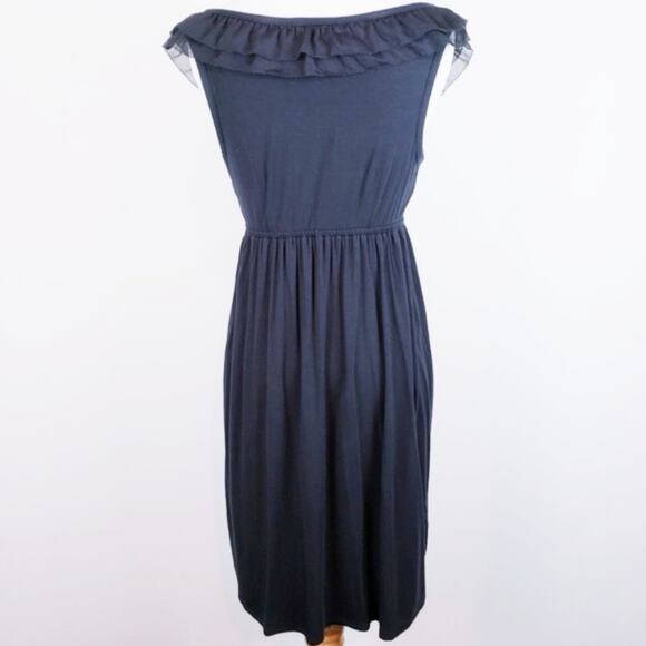 LOFT  Little Black Dress Chiffon Trim Feminine V-neck Size XSP or Girls Large - Picture 2 of 8